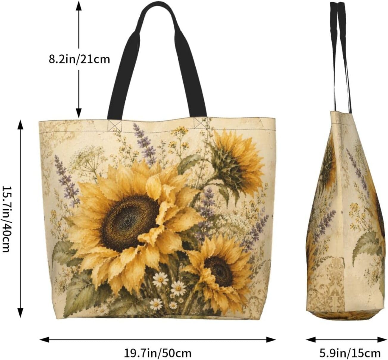 Tote Shoulder Bag Large Durable Reusable Eco-friendly Handbag Lightweight Stylish for Daily Use-19.7x15.7x5.9 Inch - Colors C