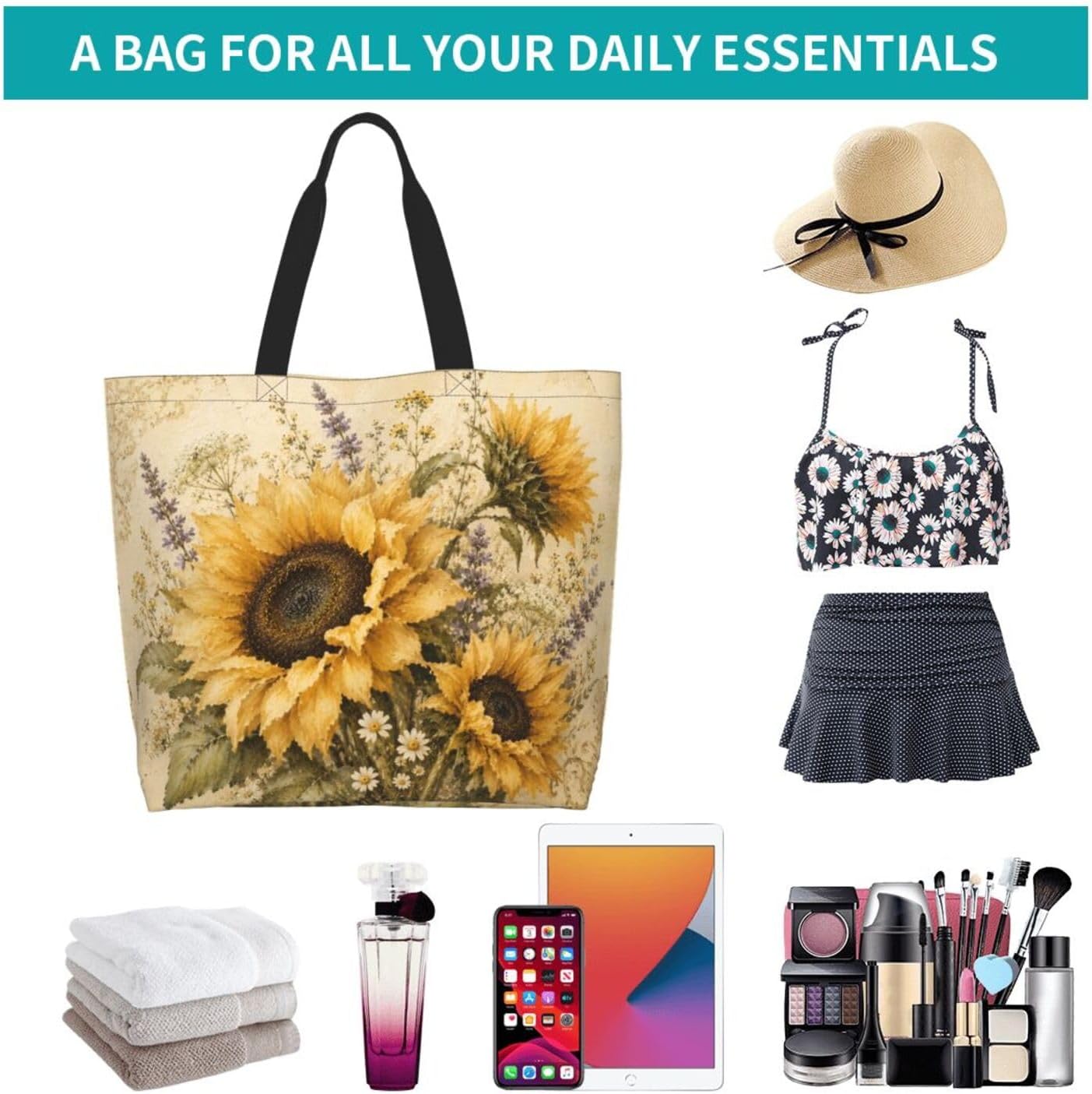 Tote Shoulder Bag Large Durable Reusable Eco-friendly Handbag Lightweight Stylish for Daily Use-19.7x15.7x5.9 Inch - Colors C