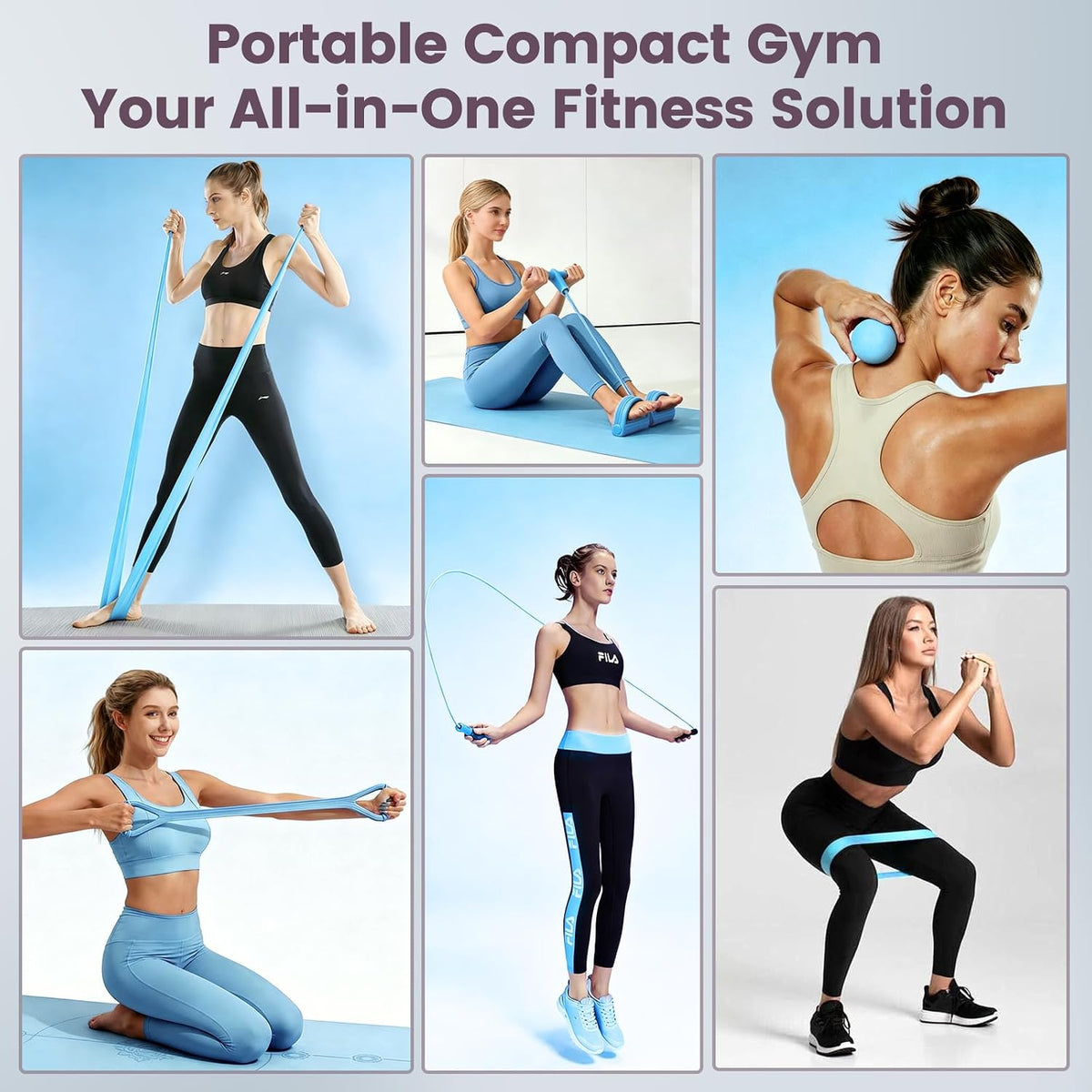 Home Workout Equipment for Women, Pedal Resistance Band with Handle Set