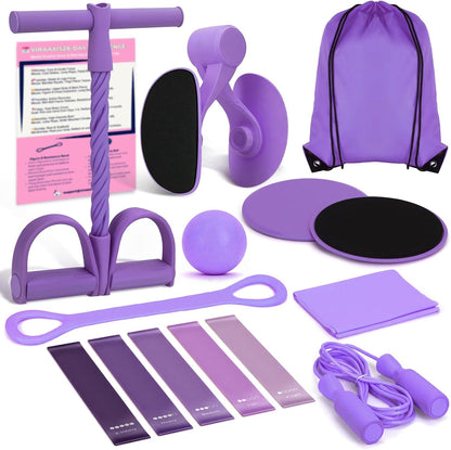 Home Workout Equipment for Women, Pedal Resistance Band with Handle Set