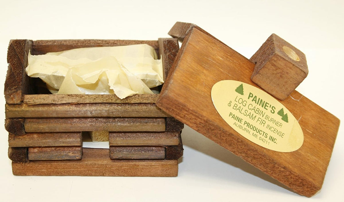 Small LOG Cabin Incense Burner 2.5"x3.5" Comes with 10 Balsam Fir Logs