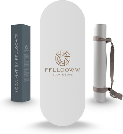 FFLLOOWW Premium Non Slip PU Yoga Mat 72.8” x 26.8” 4.5mm – Eco Friendly Natural Rubber Exercise Mat for Hot Yoga, Pilates & Home Workout with Carry Strap