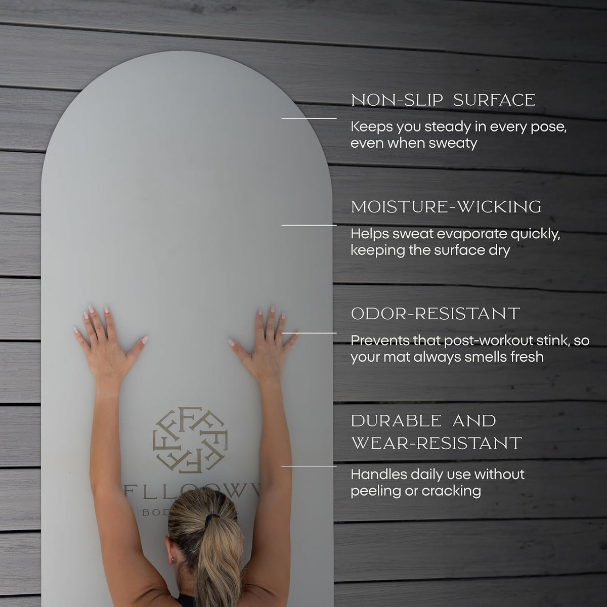 FFLLOOWW Premium Non Slip PU Yoga Mat 72.8” x 26.8” 4.5mm – Eco Friendly Natural Rubber Exercise Mat for Hot Yoga, Pilates & Home Workout with Carry Strap