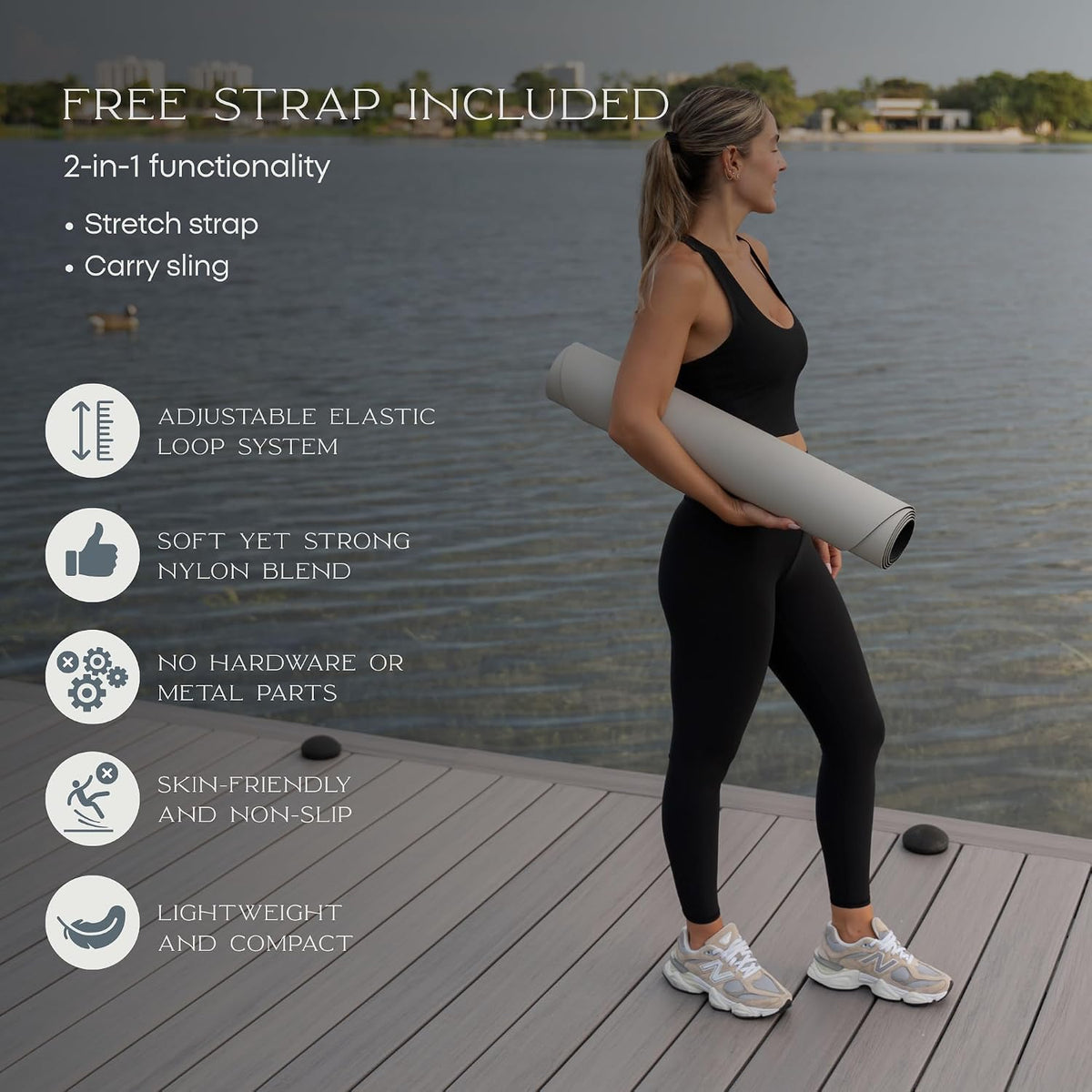 FFLLOOWW Premium Non Slip PU Yoga Mat 72.8” x 26.8” 4.5mm – Eco Friendly Natural Rubber Exercise Mat for Hot Yoga, Pilates & Home Workout with Carry Strap