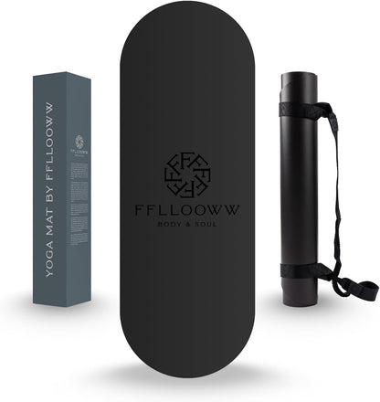 FFLLOOWW Premium Non Slip PU Yoga Mat 72.8” x 26.8” 4.5mm – Eco Friendly Natural Rubber Exercise Mat for Hot Yoga, Pilates & Home Workout with Carry Strap