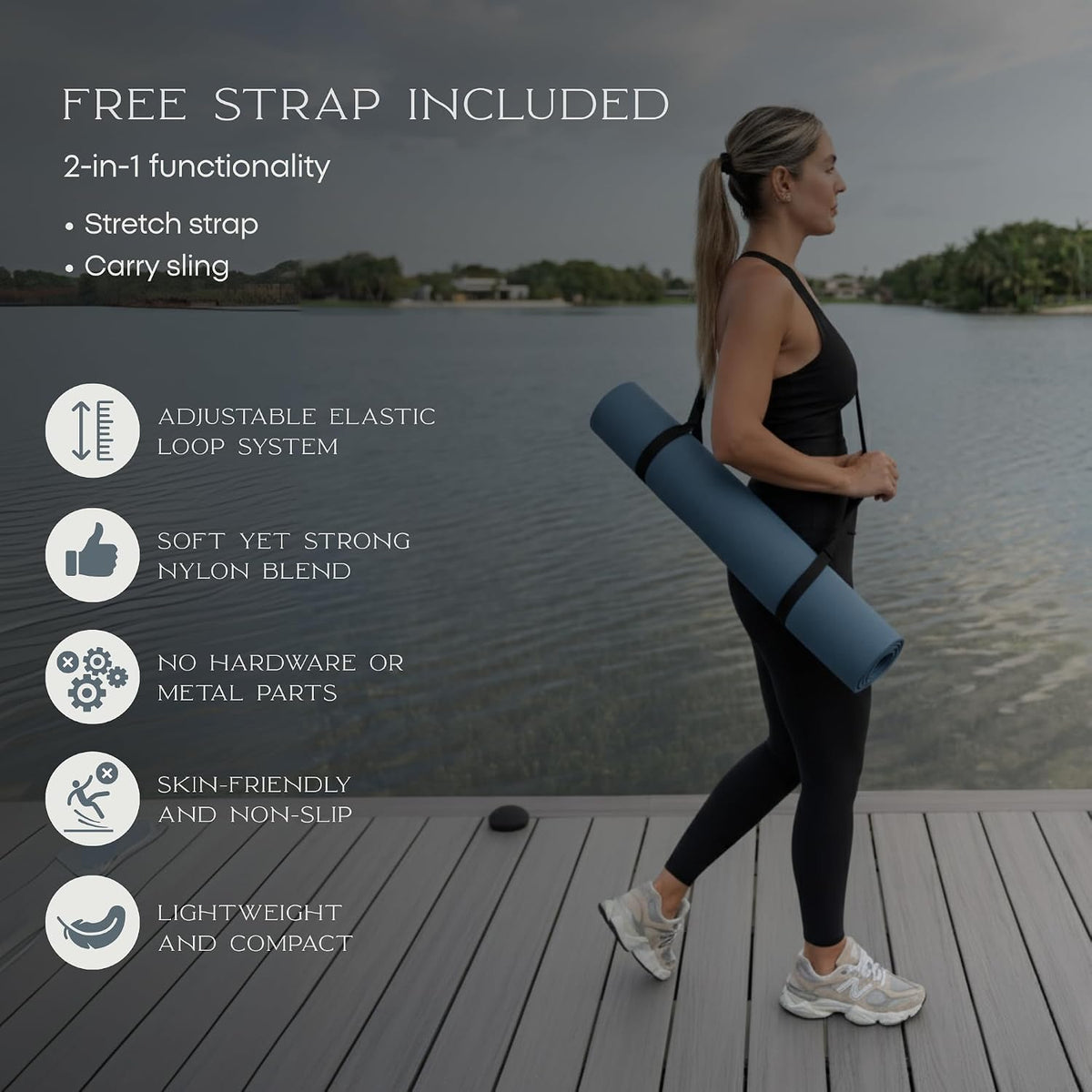 FFLLOOWW Premium Non Slip PU Yoga Mat 72.8” x 26.8” 4.5mm – Eco Friendly Natural Rubber Exercise Mat for Hot Yoga, Pilates & Home Workout with Carry Strap