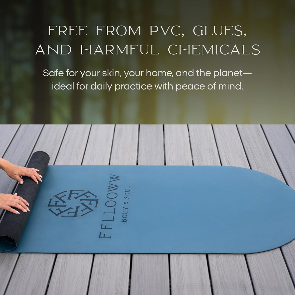 FFLLOOWW Premium Non Slip PU Yoga Mat 72.8” x 26.8” 4.5mm – Eco Friendly Natural Rubber Exercise Mat for Hot Yoga, Pilates & Home Workout with Carry Strap