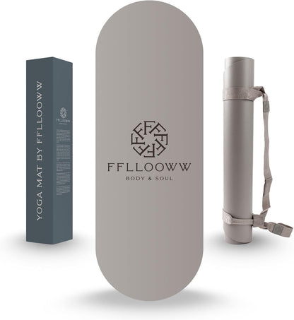 FFLLOOWW Premium Non Slip PU Yoga Mat 72.8” x 26.8” 4.5mm – Eco Friendly Natural Rubber Exercise Mat for Hot Yoga, Pilates & Home Workout with Carry Strap