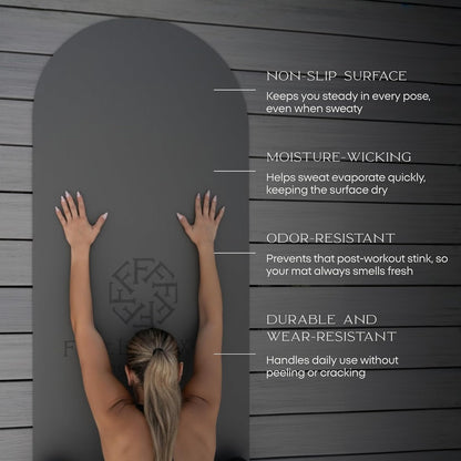 FFLLOOWW Premium Non Slip PU Yoga Mat 72.8” x 26.8” 4.5mm – Eco Friendly Natural Rubber Exercise Mat for Hot Yoga, Pilates & Home Workout with Carry Strap