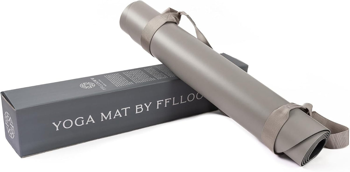 FFLLOOWW Premium Non Slip PU Yoga Mat 72.8” x 26.8” 4.5mm – Eco Friendly Natural Rubber Exercise Mat for Hot Yoga, Pilates & Home Workout with Carry Strap