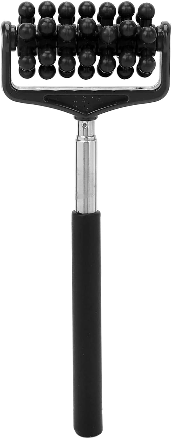 Massage Stick for Men and Women – Telescopic Granular Body Roller for Neck, Back, Legs – Portable Home Muscle Relief Tool (Black)