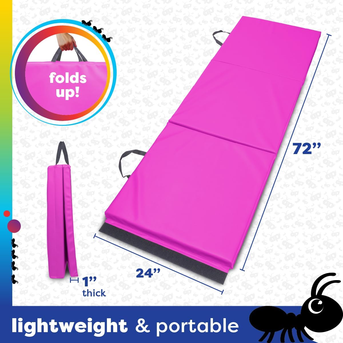 Tumbling Mat for Kids – Gymnastics Mat, Easy to Clean, Sturdy, Foldable Tumbling Mats, Padded, Lightweight, Portable, Gymnastics Equipment for Active Play