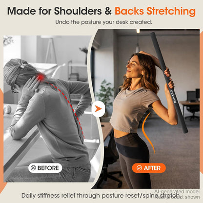 Yoga Stick, Upgraded 5ft Sturdy Steel Mobility Stick, Adjustable Exercise Equipment for Stretching, Flexibility & Balance, Physical Therapy & Posture Correction, Shoulder & Back Relaxation