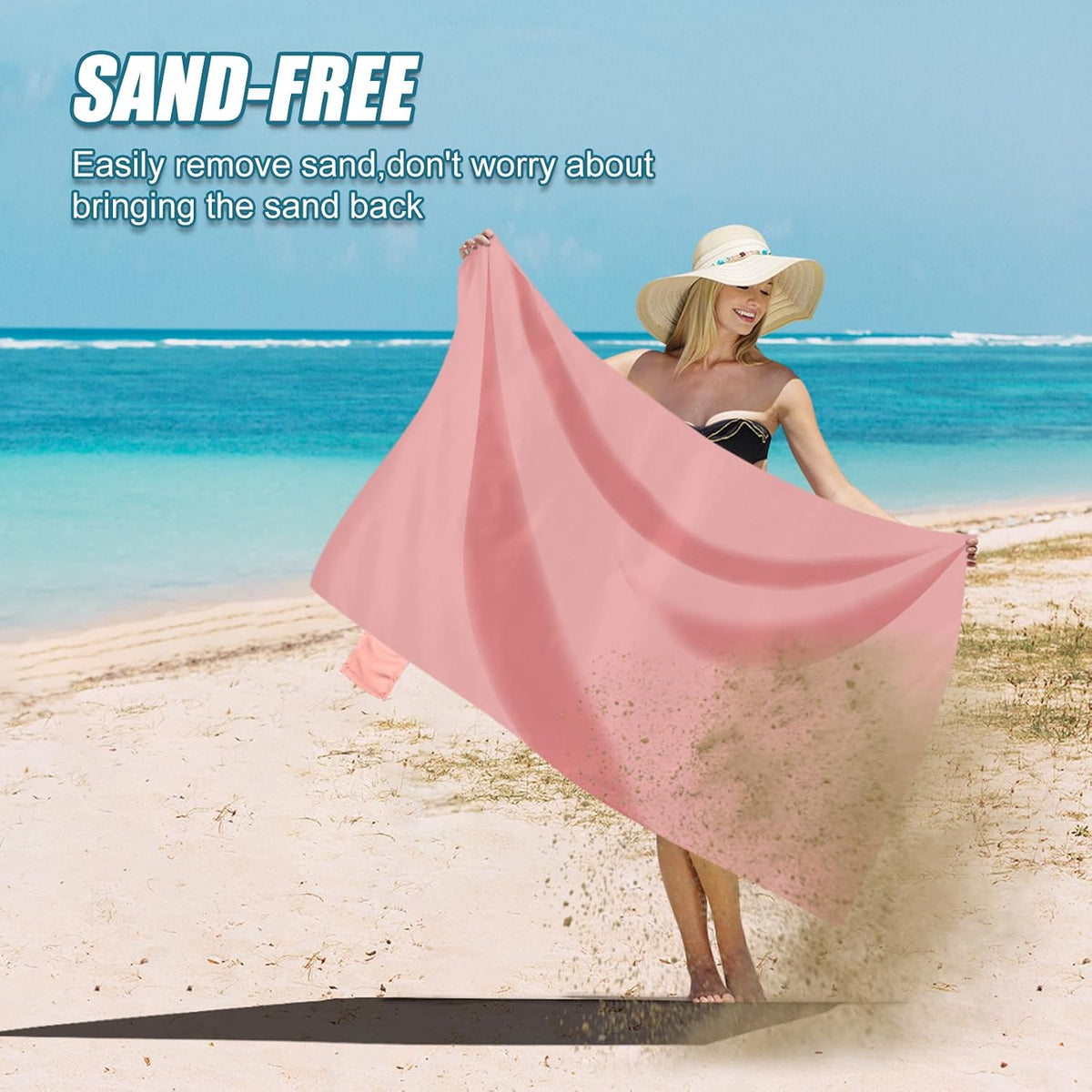 Sandproof Beach Blanket, Waterproof Portable Mat with Carry Pouch