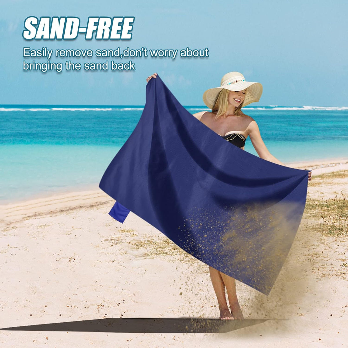 Sandproof Beach Blanket, Waterproof Portable Mat with Carry Pouch