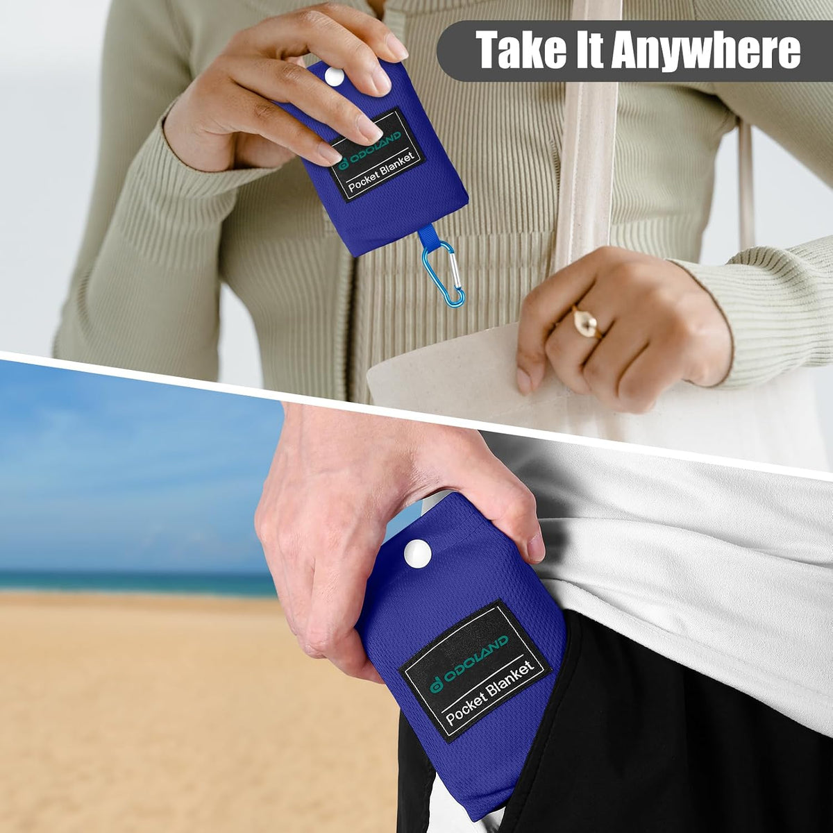 Sandproof Beach Blanket, Waterproof Portable Mat with Carry Pouch