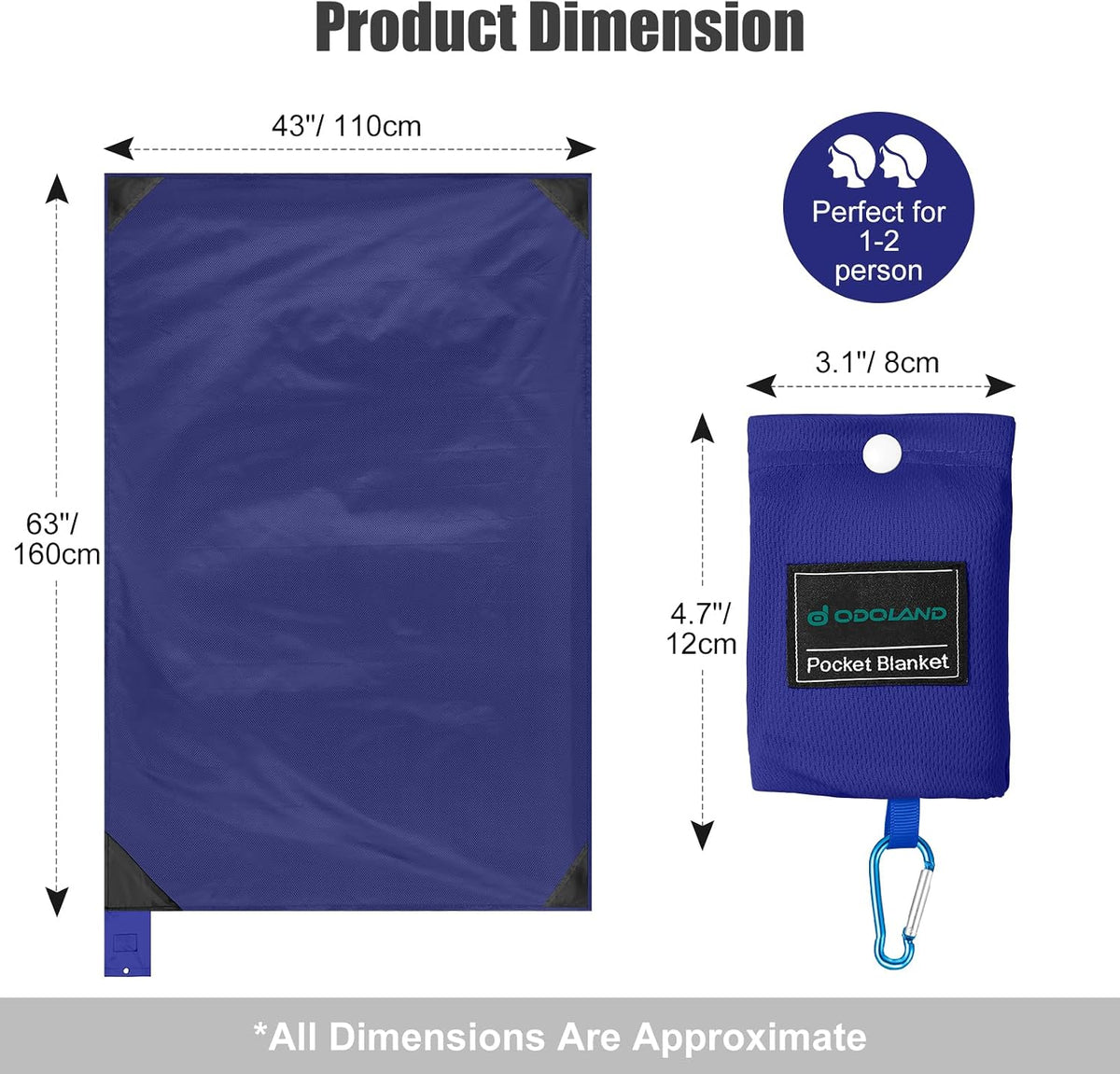 Sandproof Beach Blanket, Waterproof Portable Mat with Carry Pouch