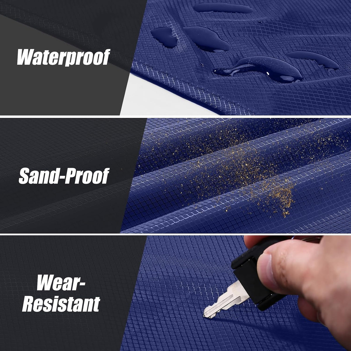Sandproof Beach Blanket, Waterproof Portable Mat with Carry Pouch