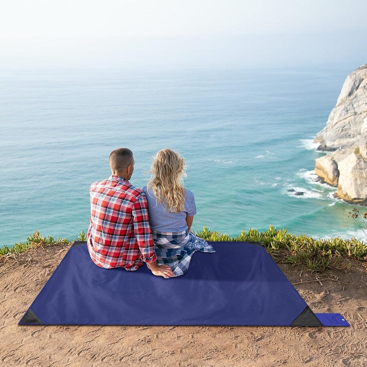 Sandproof Beach Blanket, Waterproof Portable Mat with Carry Pouch