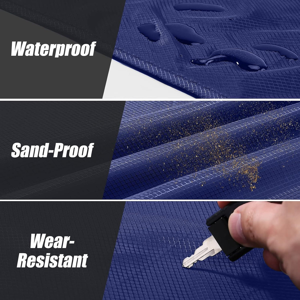 Sandproof Beach Blanket, Waterproof Portable Mat with Carry Pouch