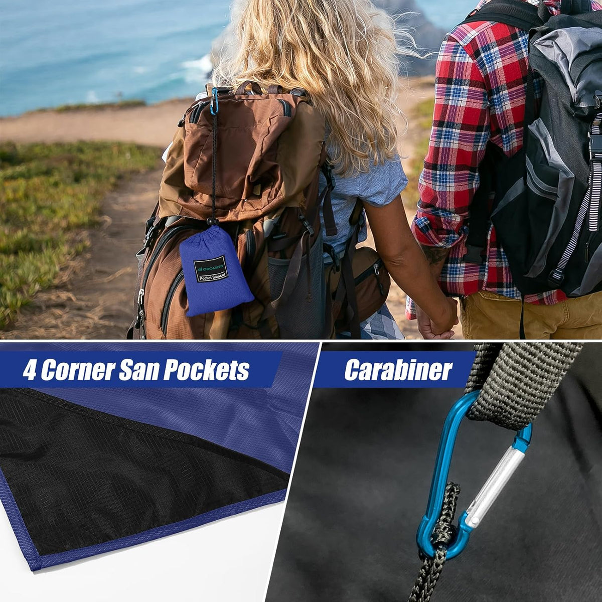 Sandproof Beach Blanket, Waterproof Portable Mat with Carry Pouch