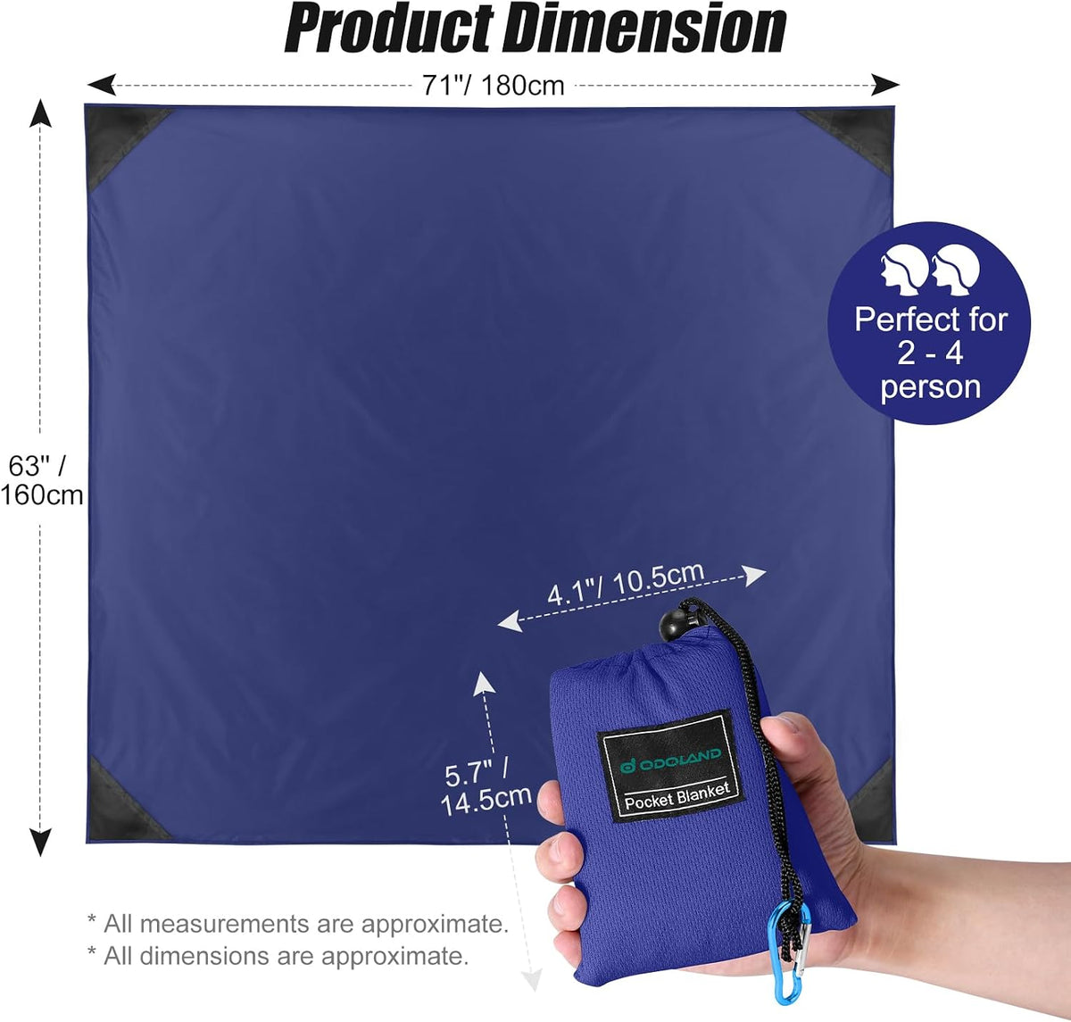 Sandproof Beach Blanket, Waterproof Portable Mat with Carry Pouch
