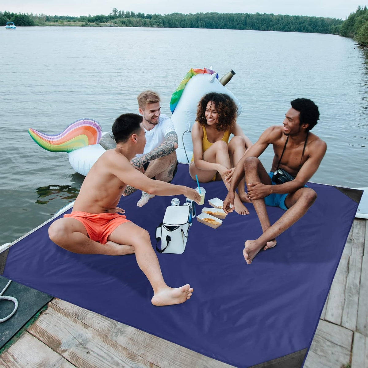 Sandproof Beach Blanket, Waterproof Portable Mat with Carry Pouch
