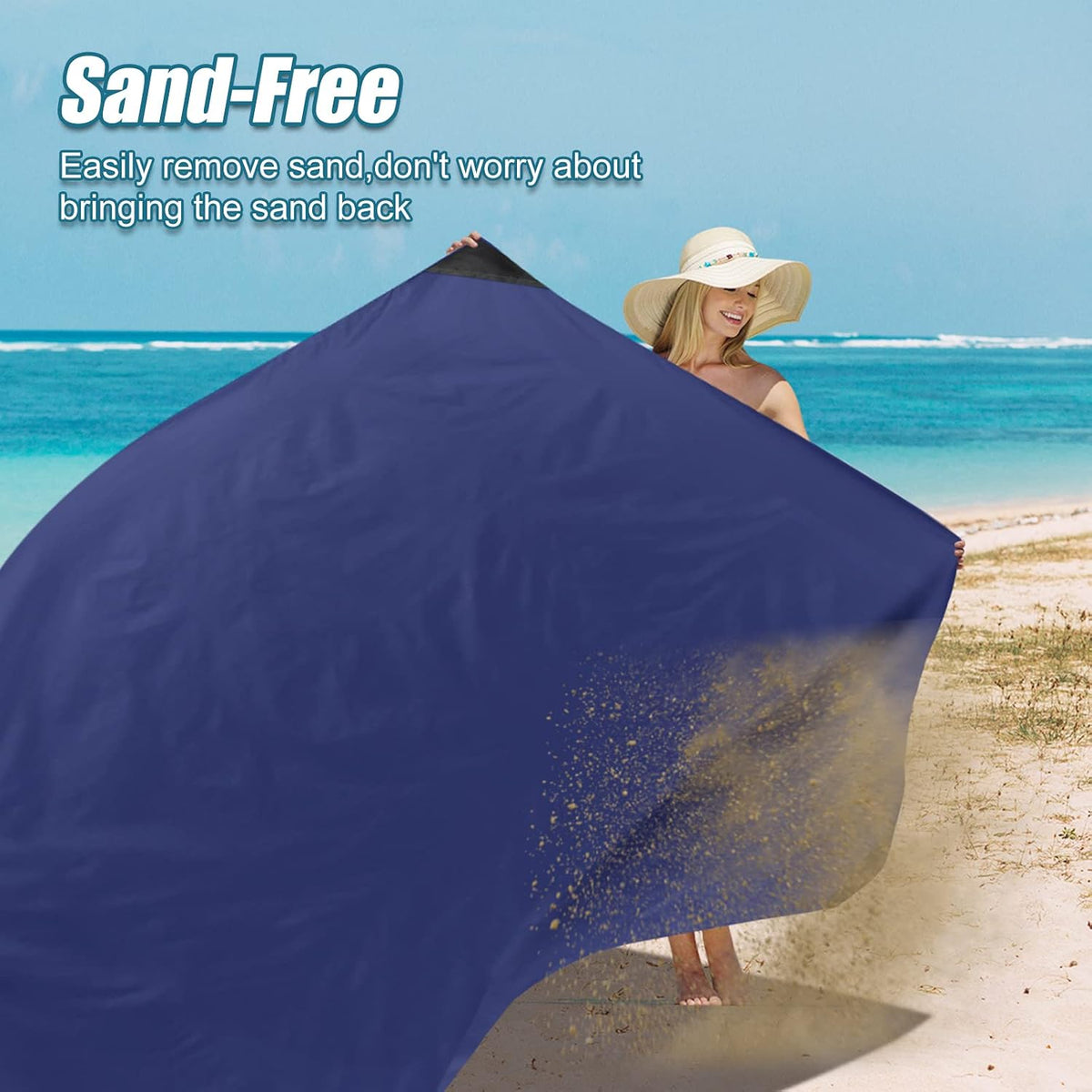 Sandproof Beach Blanket, Waterproof Portable Mat with Carry Pouch
