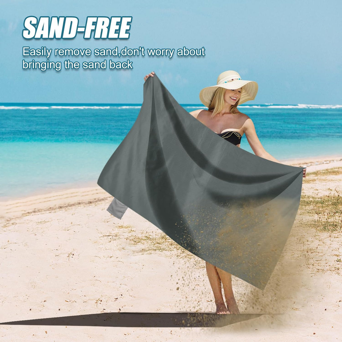Sandproof Beach Blanket, Waterproof Portable Mat with Carry Pouch
