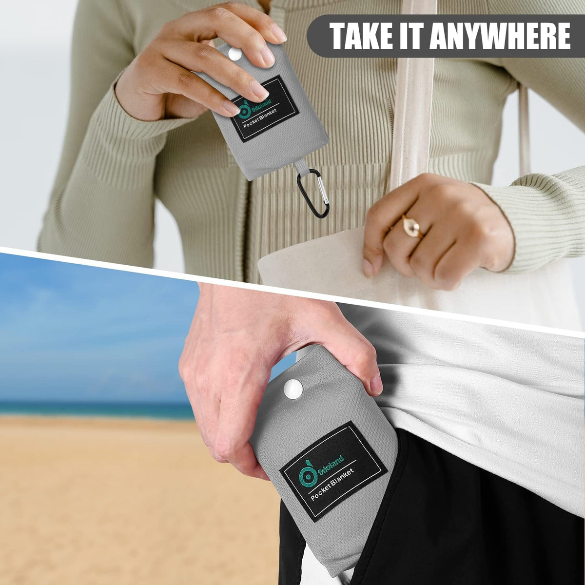 Sandproof Beach Blanket, Waterproof Portable Mat with Carry Pouch