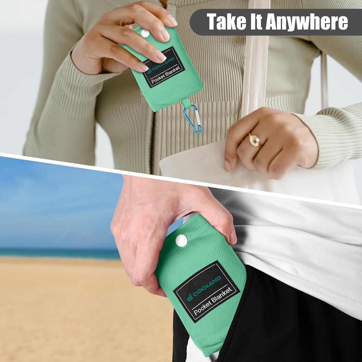 Sandproof Beach Blanket, Waterproof Portable Mat with Carry Pouch