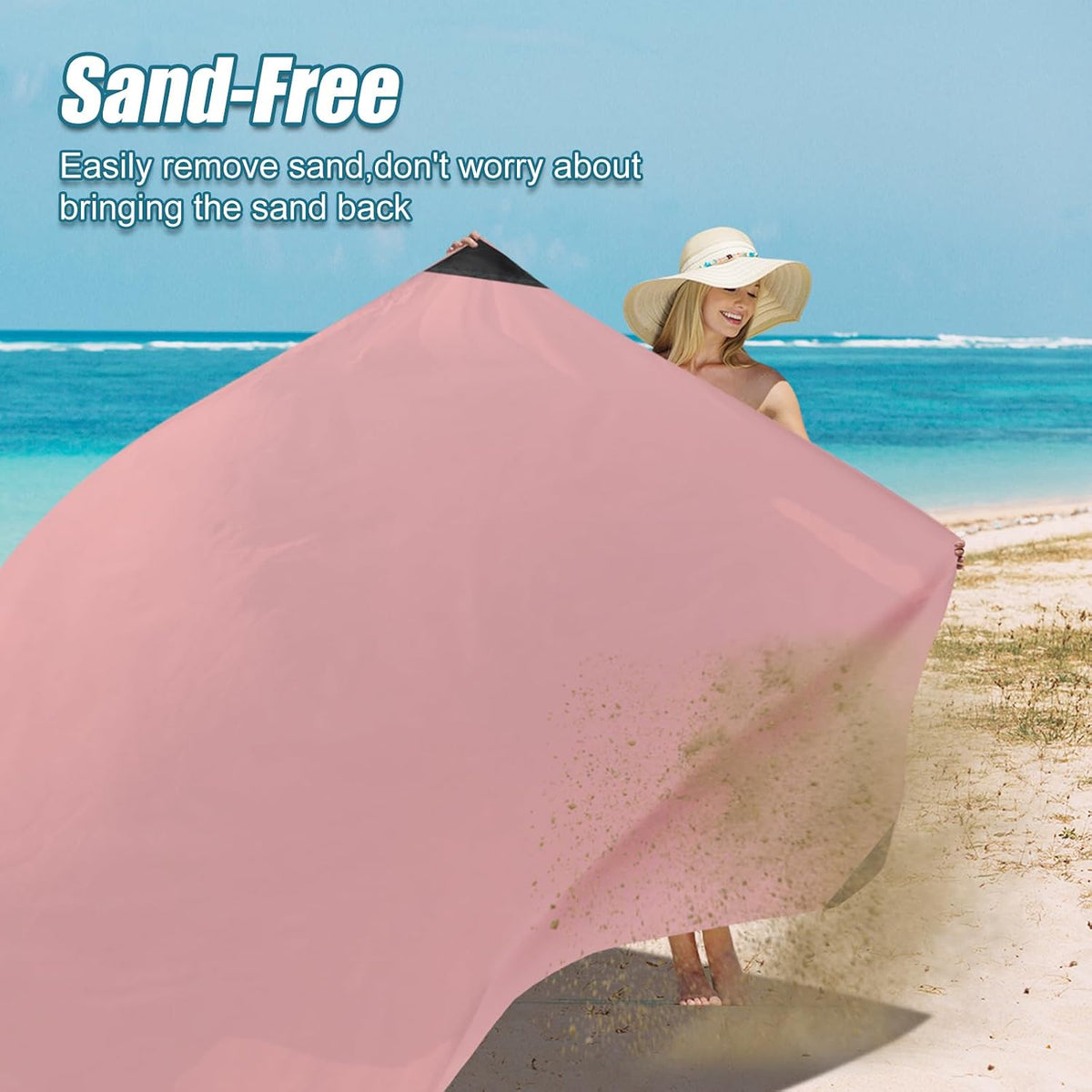 Sandproof Beach Blanket, Waterproof Portable Mat with Carry Pouch