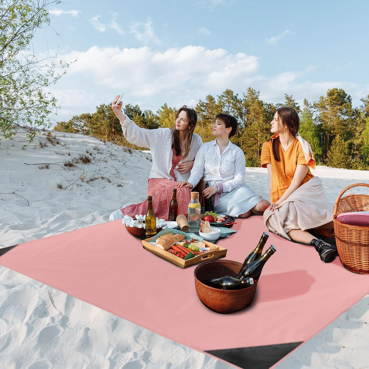 Sandproof Beach Blanket, Waterproof Portable Mat with Carry Pouch