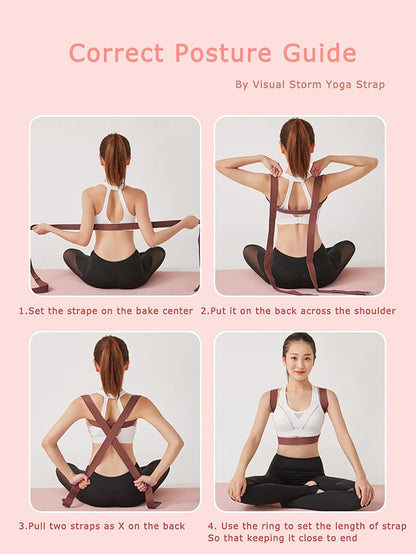 8ft Pink Thick Women Yoga Strap with Metal Loop with Bag Set, Nylon Cotton Durable Fitness Yoga Stretch Belt with Buckle As Physcial Therapy Bands Workout Adjustable D-Ring Buckle Gym Tools Rope Props