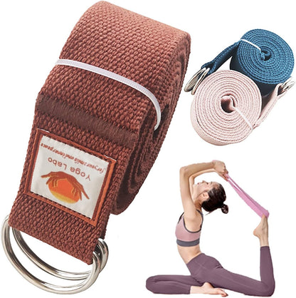 8ft Pink Thick Women Yoga Strap with Metal Loop with Bag Set, Nylon Cotton Durable Fitness Yoga Stretch Belt with Buckle As Physcial Therapy Bands Workout Adjustable D-Ring Buckle Gym Tools Rope Props