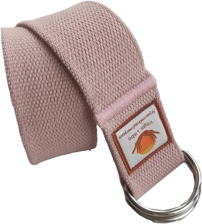 8ft Pink Thick Women Yoga Strap with Metal Loop with Bag Set, Nylon Cotton Durable Fitness Yoga Stretch Belt with Buckle As Physcial Therapy Bands Workout Adjustable D-Ring Buckle Gym Tools Rope Props