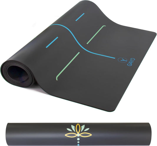 Eco Balance Yoga Mat with Carry Strap – Superior Grip, Non-Slip, Durable & Lightweight, Sustainable Natural Rubber Mat with Alignment Lines