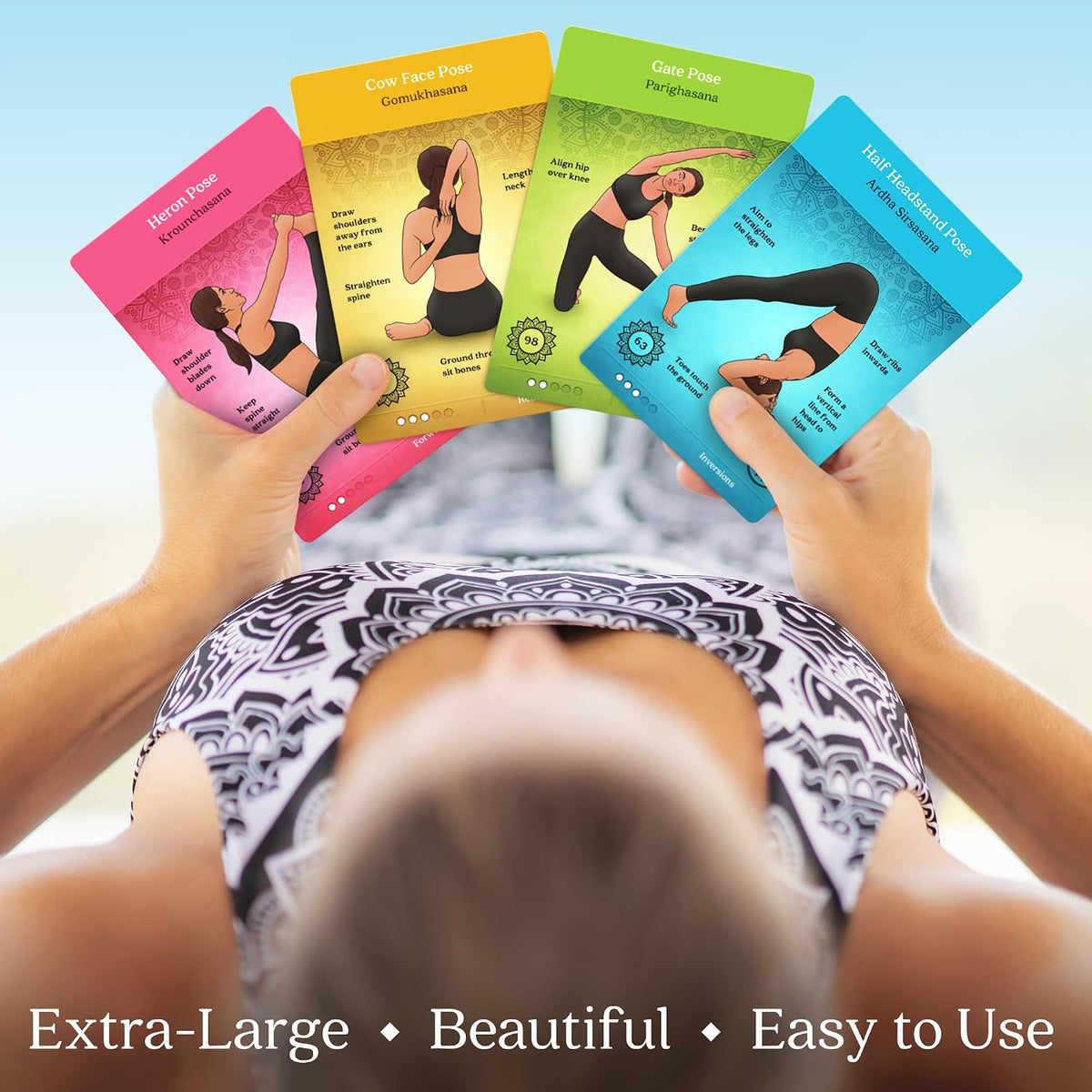 Premium Yoga Cards – Deck with Over 120 Yoga Poses – Yoga Sequencing Deck with Yoga Cues and Sanskrit Names for Beginners and Teachers – Unique Yoga Gift for Women or Any Yoga Lover