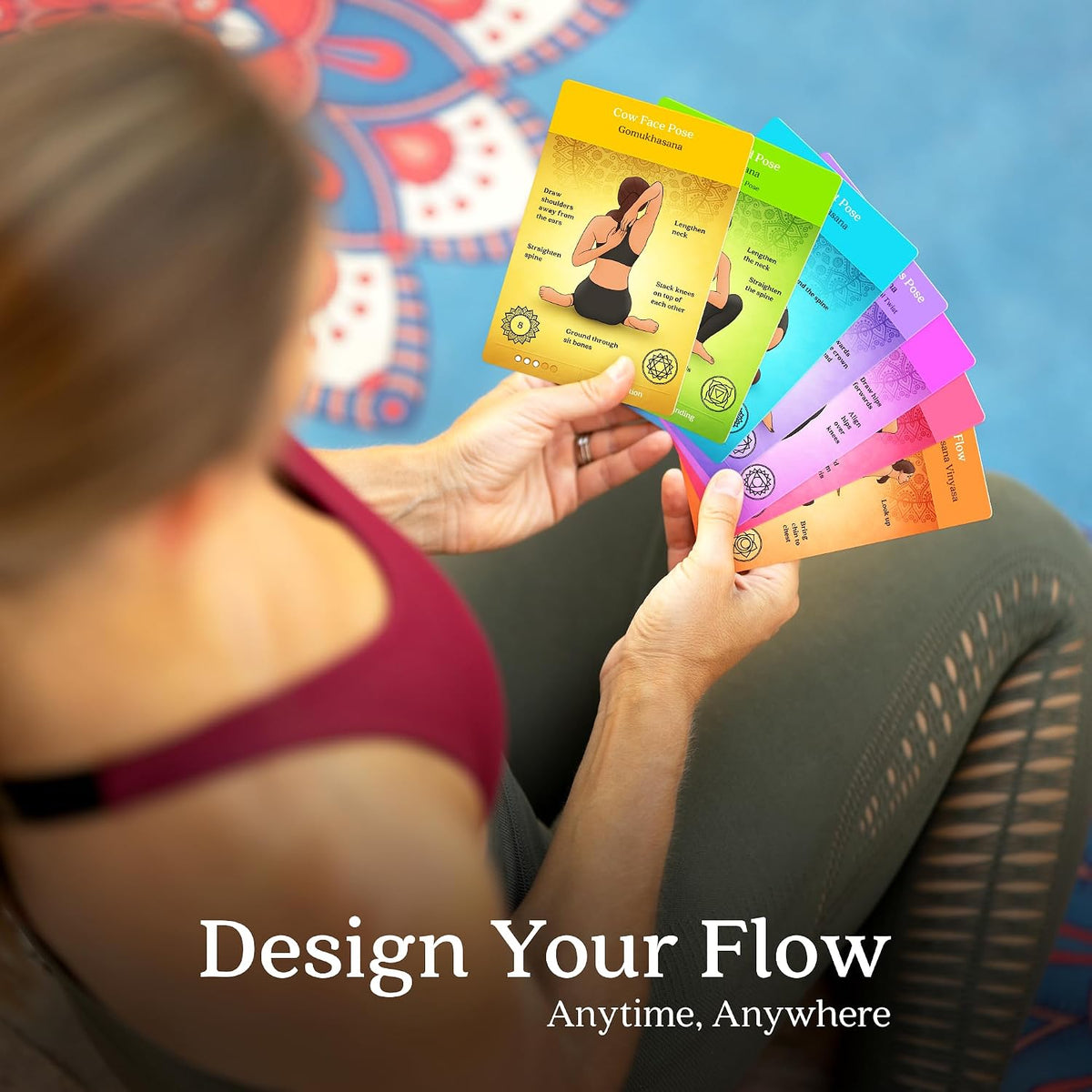 Premium Yoga Cards – Deck with Over 120 Yoga Poses – Yoga Sequencing Deck with Yoga Cues and Sanskrit Names for Beginners and Teachers – Unique Yoga Gift for Women or Any Yoga Lover