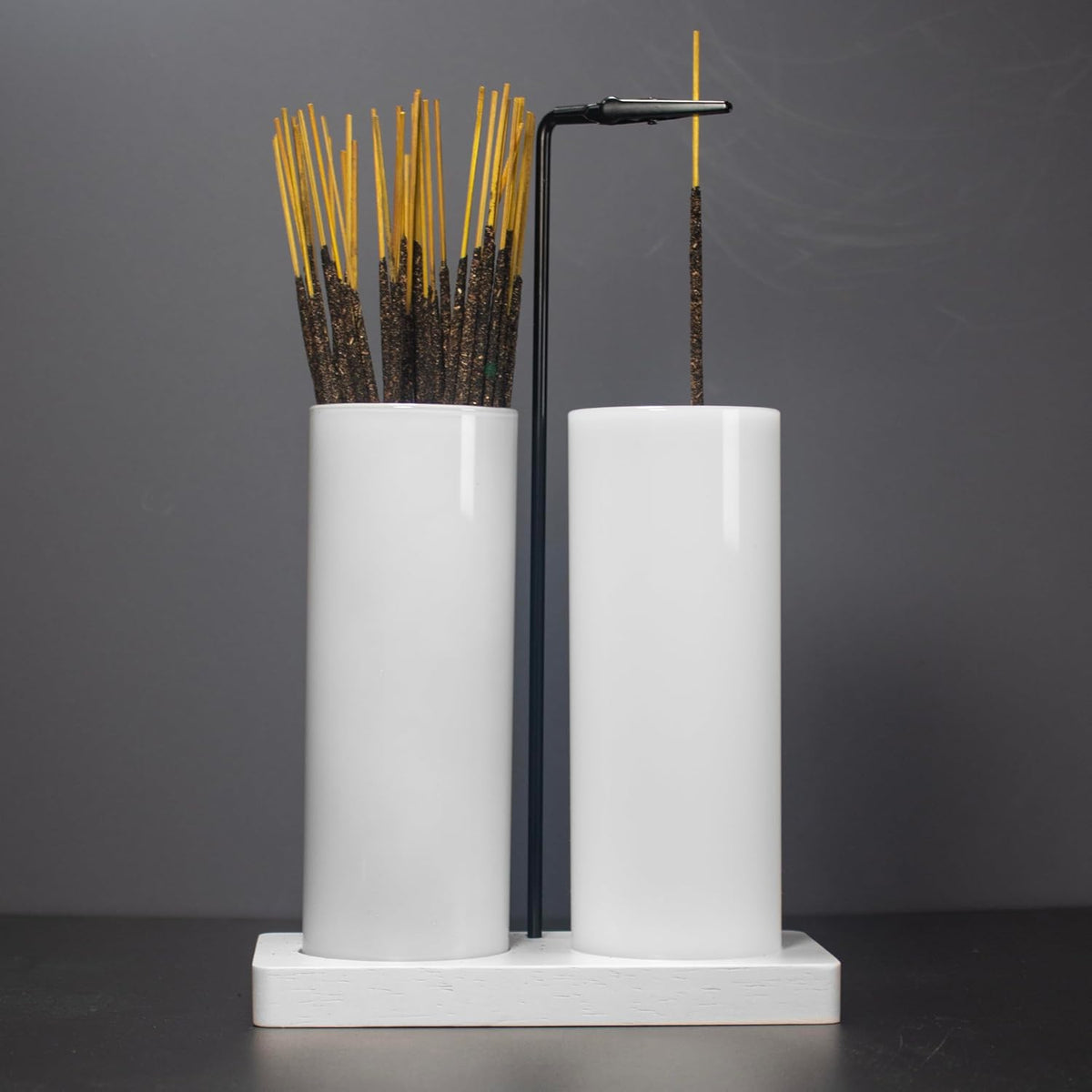 2 in 1 Incense Holder for Sticks Incense Burner Holder with Storage,Glass Upside Down Incense Holder for Sticks with Glass Ash Catcher for Meditation Yoga Spa Room Home Decor[Black]