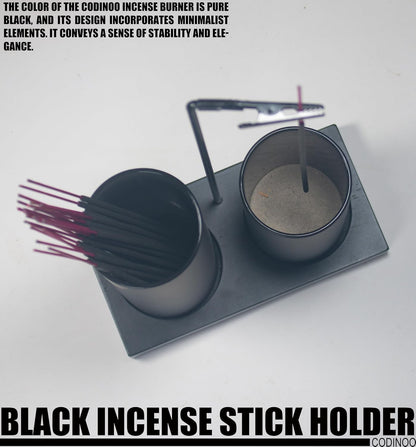 2 in 1 Incense Holder for Sticks Incense Burner Holder with Storage,Glass Upside Down Incense Holder for Sticks with Glass Ash Catcher for Meditation Yoga Spa Room Home Decor[Black]