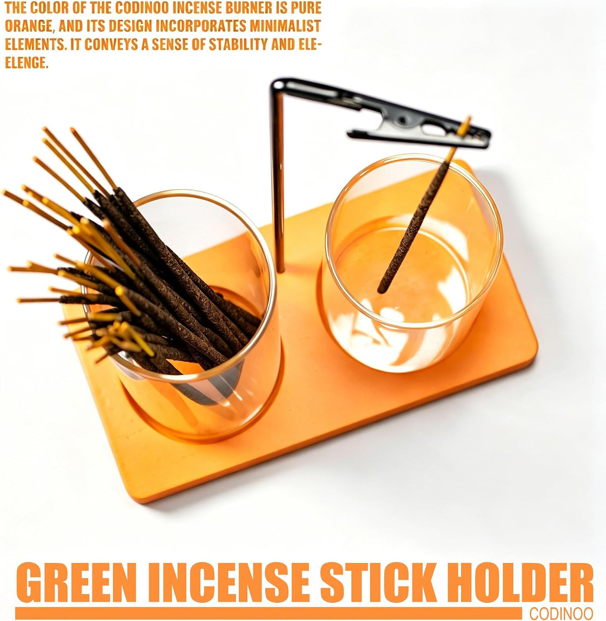 2 in 1 Incense Holder for Sticks Incense Burner Holder with Storage,Glass Upside Down Incense Holder for Sticks with Glass Ash Catcher for Meditation Yoga Spa Room Home Decor[Black]