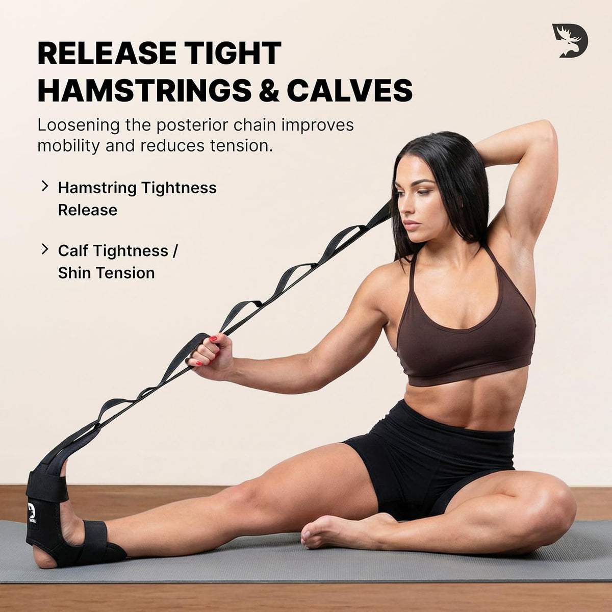 Foot & Calf Stretcher with Adjustable Padded Stretching Strap for Plantar Fasciitis, Hamstring, Heel Spurs and Achilles Tendonitis Relief - Yoga Leg Stretch Strap for Flexibility