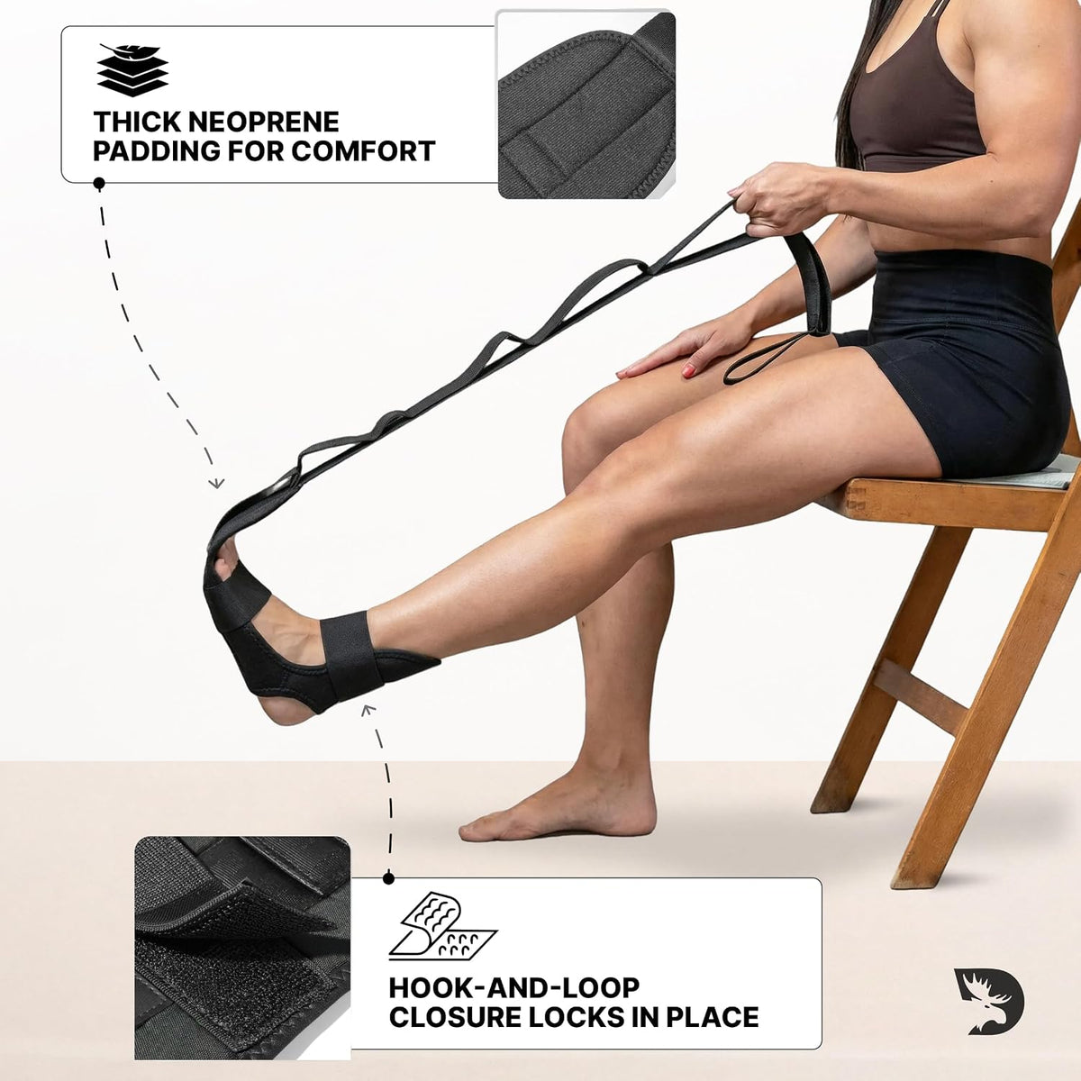 Foot & Calf Stretcher with Adjustable Padded Stretching Strap for Plantar Fasciitis, Hamstring, Heel Spurs and Achilles Tendonitis Relief - Yoga Leg Stretch Strap for Flexibility