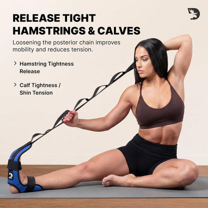 Foot & Calf Stretcher with Adjustable Padded Stretching Strap for Plantar Fasciitis, Hamstring, Heel Spurs and Achilles Tendonitis Relief - Yoga Leg Stretch Strap for Flexibility