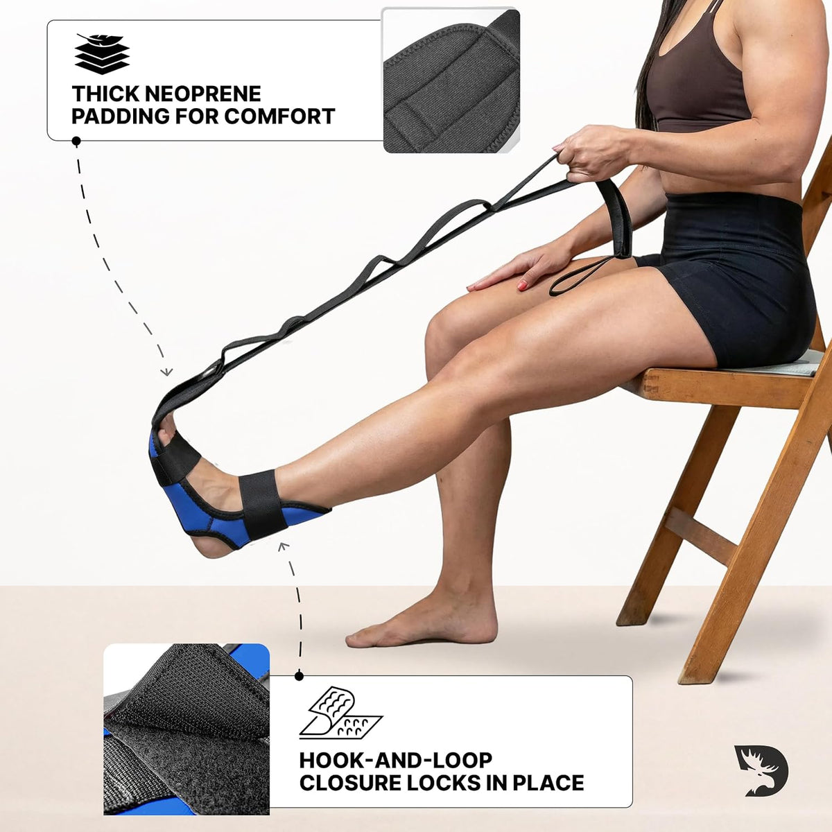Foot & Calf Stretcher with Adjustable Padded Stretching Strap for Plantar Fasciitis, Hamstring, Heel Spurs and Achilles Tendonitis Relief - Yoga Leg Stretch Strap for Flexibility