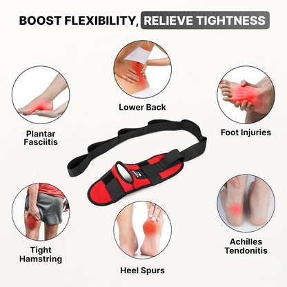 Foot & Calf Stretcher with Adjustable Padded Stretching Strap for Plantar Fasciitis, Hamstring, Heel Spurs and Achilles Tendonitis Relief - Yoga Leg Stretch Strap for Flexibility