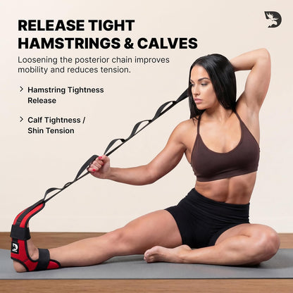 Foot & Calf Stretcher with Adjustable Padded Stretching Strap for Plantar Fasciitis, Hamstring, Heel Spurs and Achilles Tendonitis Relief - Yoga Leg Stretch Strap for Flexibility
