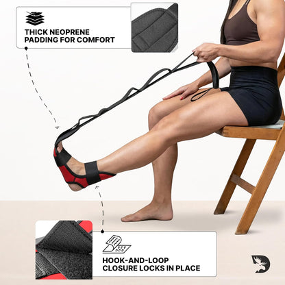 Foot & Calf Stretcher with Adjustable Padded Stretching Strap for Plantar Fasciitis, Hamstring, Heel Spurs and Achilles Tendonitis Relief - Yoga Leg Stretch Strap for Flexibility