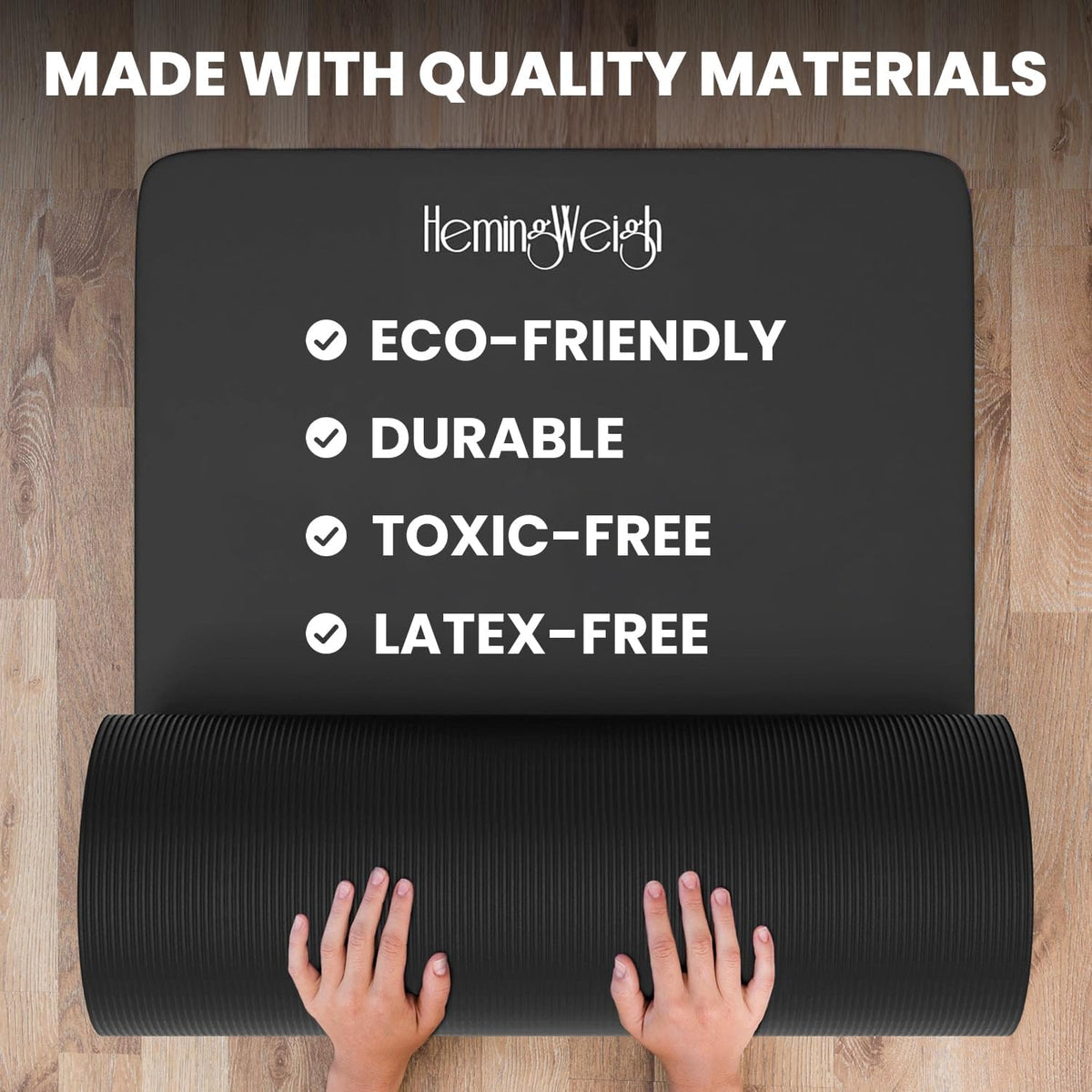 1 Inch Extra Thick Non Slip Yoga Mat - Exercise Mats for Home Workouts, Black (70"L x 23"W)